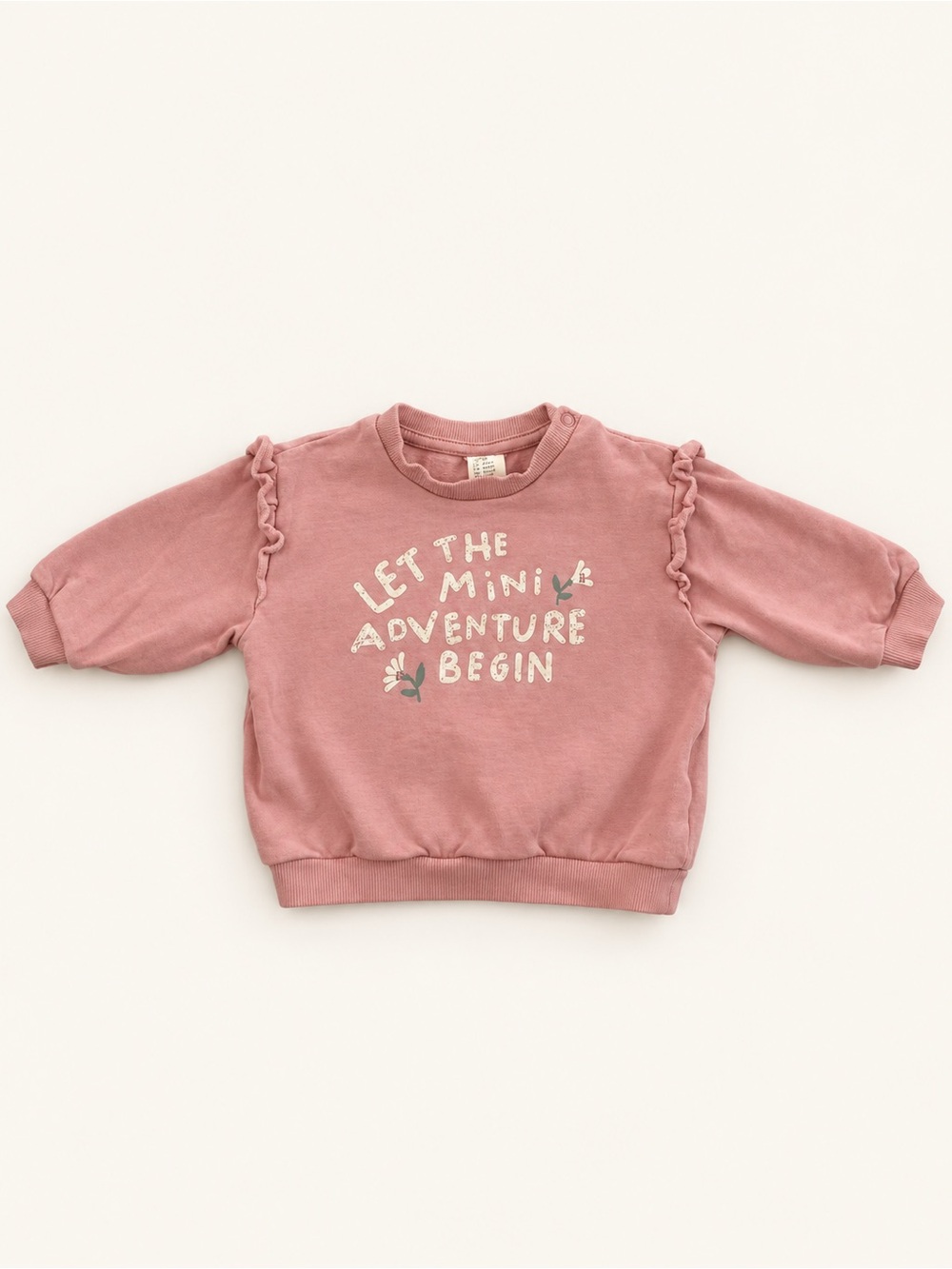 H&M Dusty Pink Ruffle Shoulder Sweatshirt
